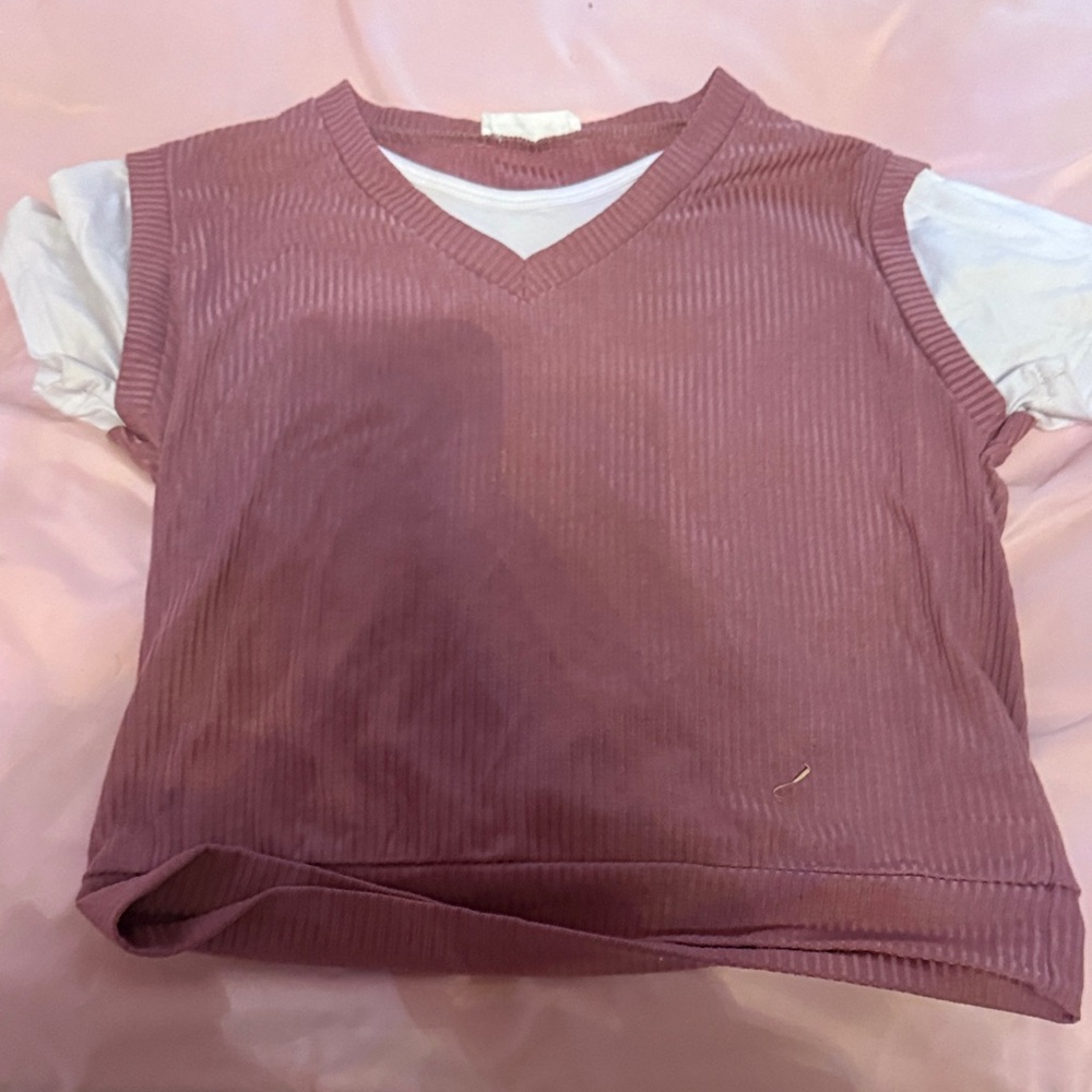 Pink V-Neck Sleeveless Top
